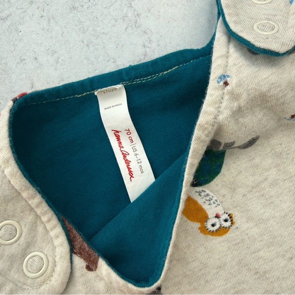 Hanna Andersson Neutral Woodland Animal Jump Suit - Woodland Animal Print 6-12m - Picture 3 of 3